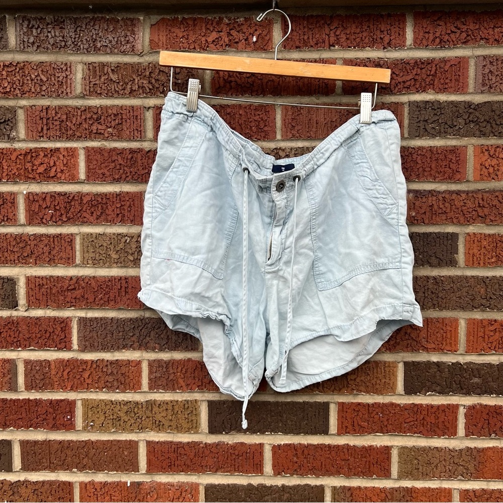 Gap Light Denim Chambray Drawstring Mid Rise Stra… - image 1